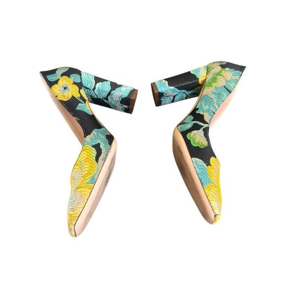 Ann Mashburn Floral Jacquard Block Heel Pumps 38 - Picture 6 of 9